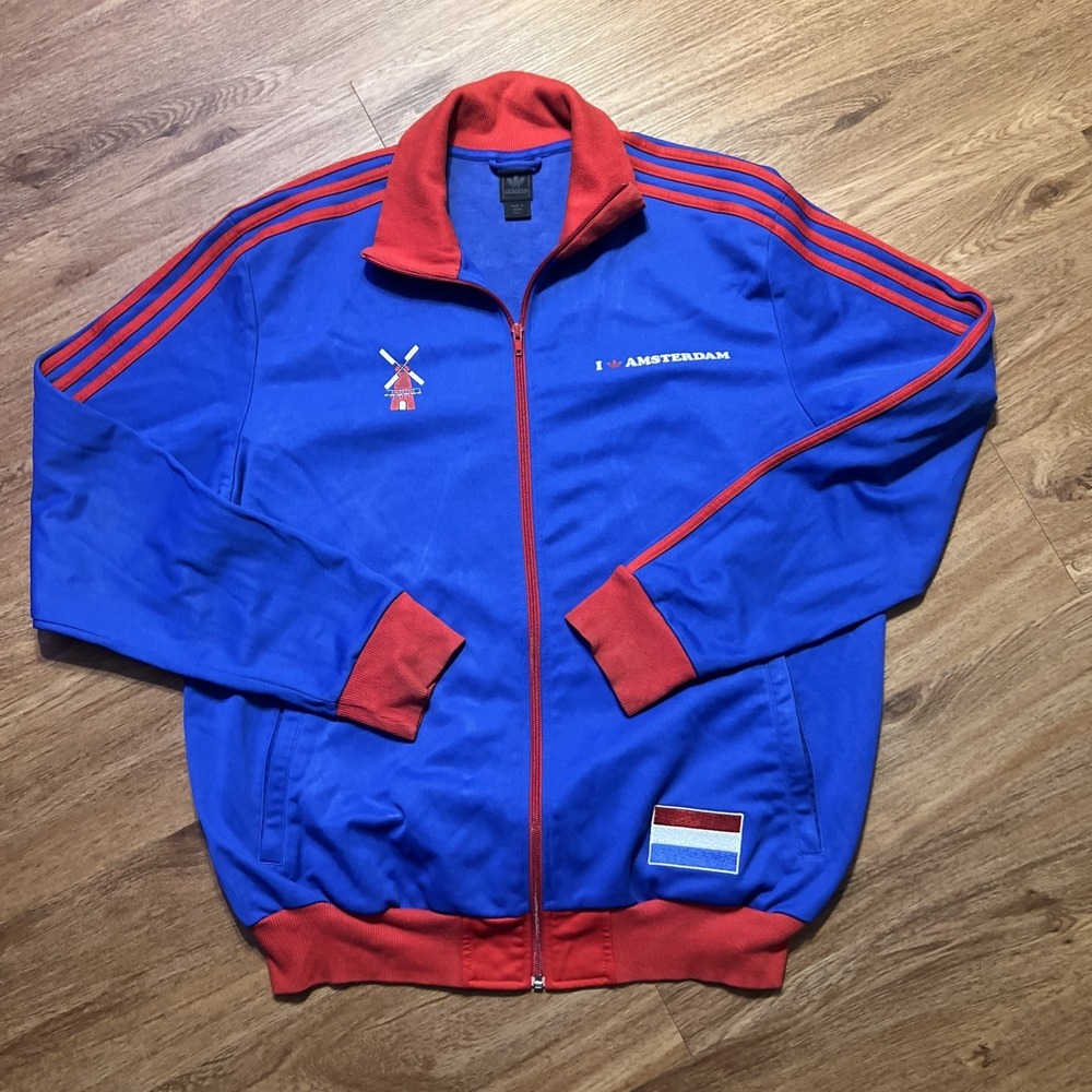 Vintage‎ 90s ADIDAS I Love Amsterdam Full Zip Jacket size 2XL